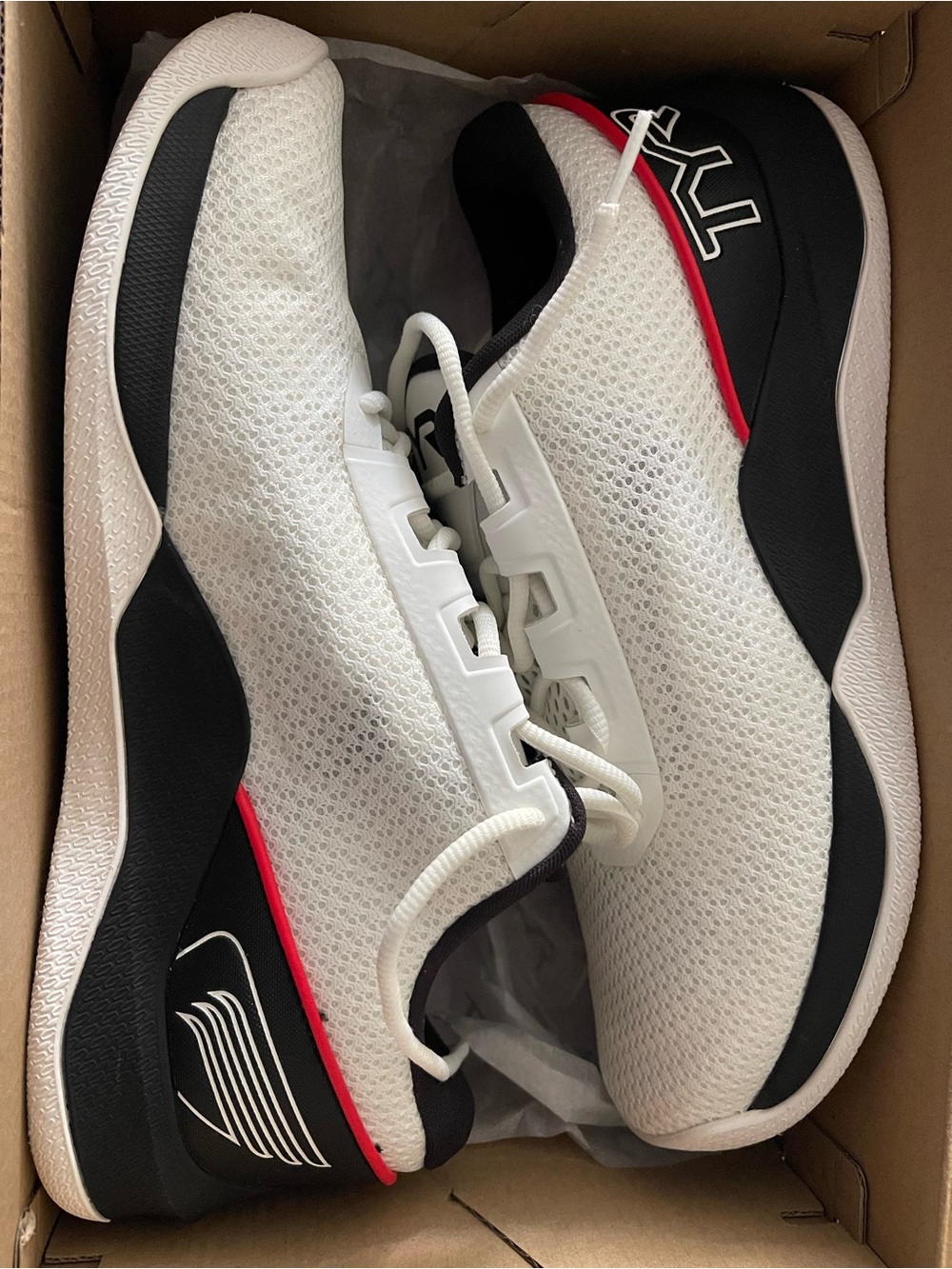 TYR White Athletic Shoes with Black & Red Accents